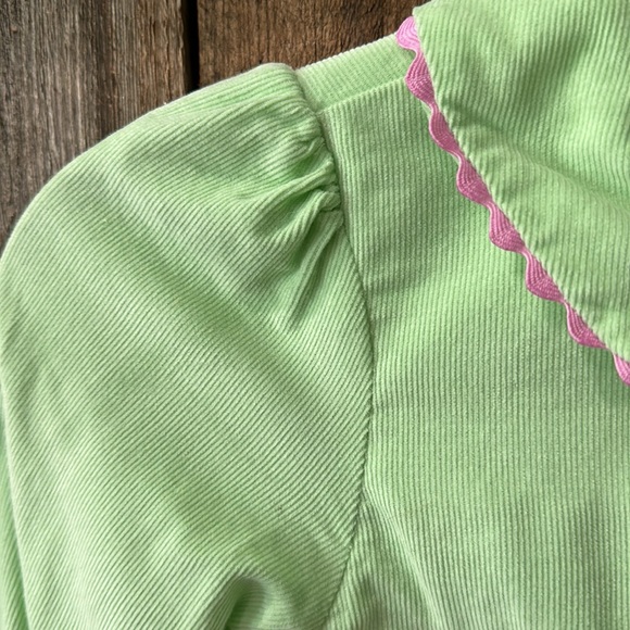 Marmelloto Light Green Smocked Birthday Dress- Corduroy Long Sleeve- Girls 6 - Picture 6 of 12